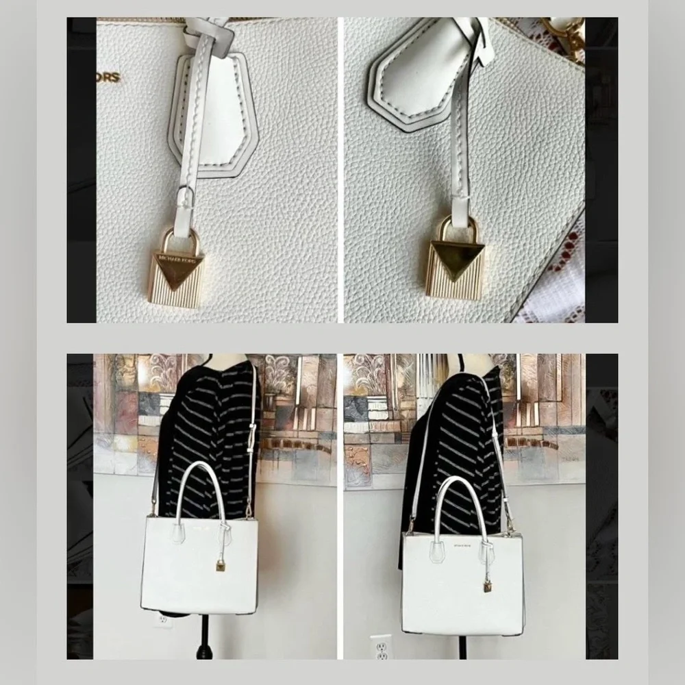 Michael Kors white pebbled leather (EUC) accordion tote- purse - Picture 4 of 17